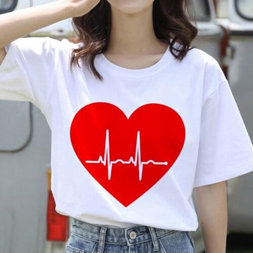 Fashion New Style Love Graphic Printed Female Tshirt Ulzzang Harajuku Summer Simple Casual O-neck Printed Women Tshirt