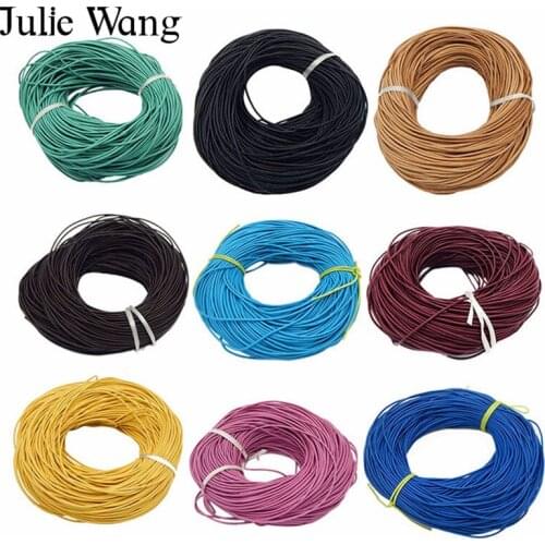Julie Wang 1 Meter/Pack 2 mm PU Leather Round Cords For DIY Necklace Pendant Chain Rope String Bracelet Jewelry Making Accessory