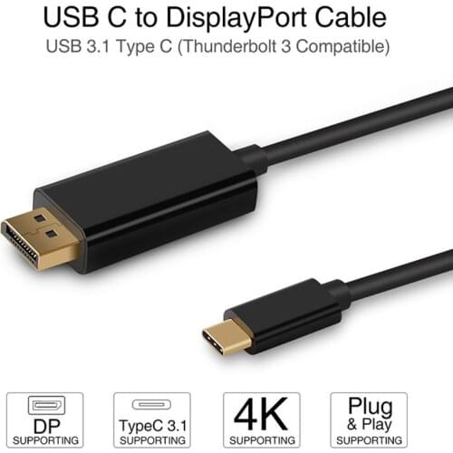 1pc Professional USB-C to DisplayPort Cable Adapter 4K 60Hz USB 3.1 Type C to DP HD Cable for Connecting Laptop Desktop to DP