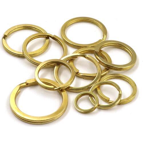 10PCS Solid Brass Split Rings Double Loop Keyring 15-30mm bag hook Connector Keychain Keys Holder DIY Leather Craft hardware