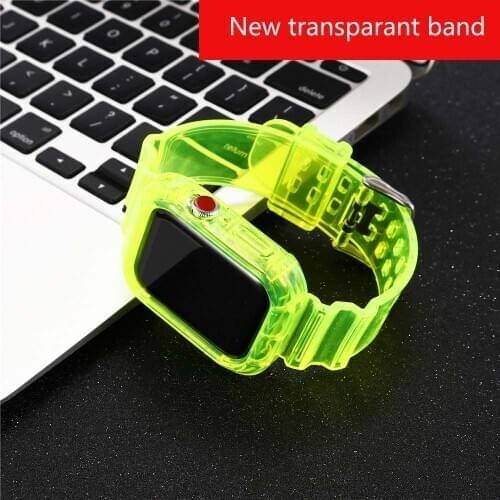 2 in 1 case for iwatch 5 band For Apple Watch straps clear back cover series SE 6 54321 Silicone Bracelet
