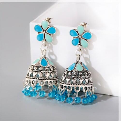 2021 Boho Afghan Ethnic Drop Earrings For Women Pendient Tassel Gyspy Silver Color Bell Ladies Indian Earring Jewelry