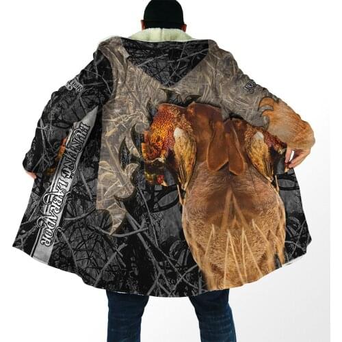 2021 winter Fashion Mens Hooded cloak Labrador Hunting 3D Printing Thick Fleece wind breaker Unisex Casual Warm Hood cloak DP02