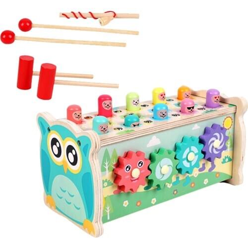 5 In 1 Wooden Multifunctional Hammering Pounding Bench Educational Fine Motor Skill Toys For Children