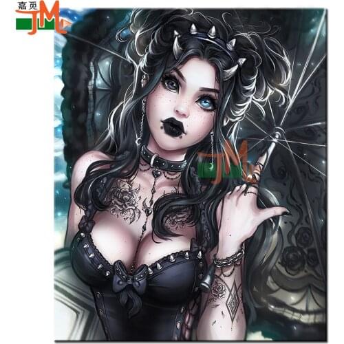 DIY Diamond Embroidery,5D Diamond Painting Dark Fairy Diamond Mosaic Vampire Girl Home Decor Full Rhinestone Anime Cross Stitch