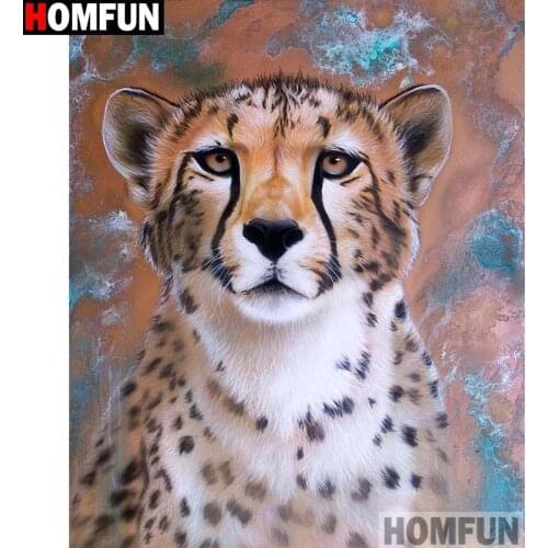 HOMFUN Full Square/Round Drill 5D DIY Diamond Painting "Animal leopard" 3D Embroidery Cross Stitch 5D Home Decor A13744