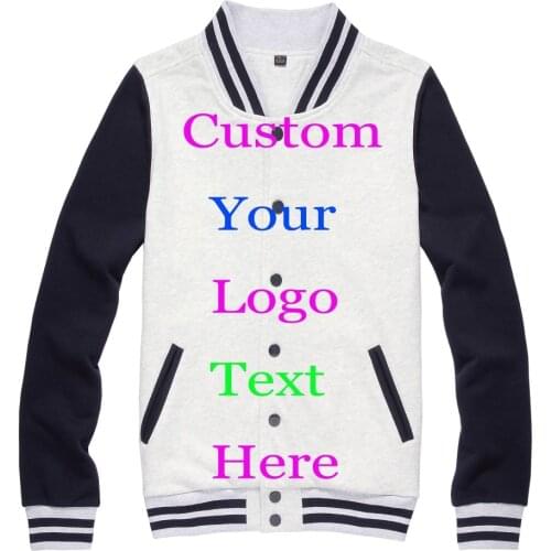 Custom Print Logo Baseball Jackets Silk Screen Transfer Print Embroidery Women Men Customized Coat Printing Names Photos Number
