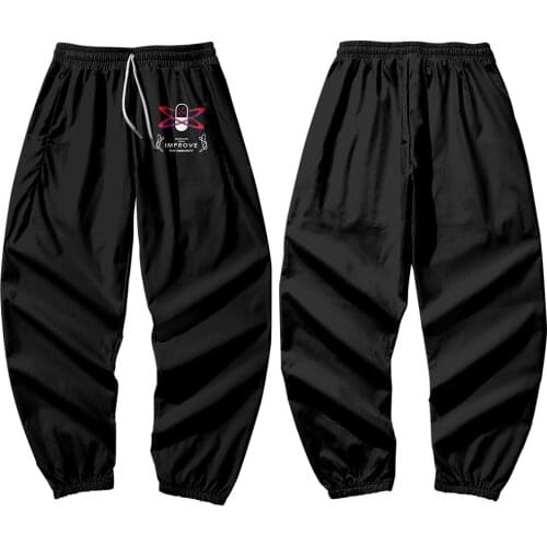 Men Pocket Black Print Cargo Pants Trousers Harajuku Streetwear Casual Black Print Pants Oversize 6XL