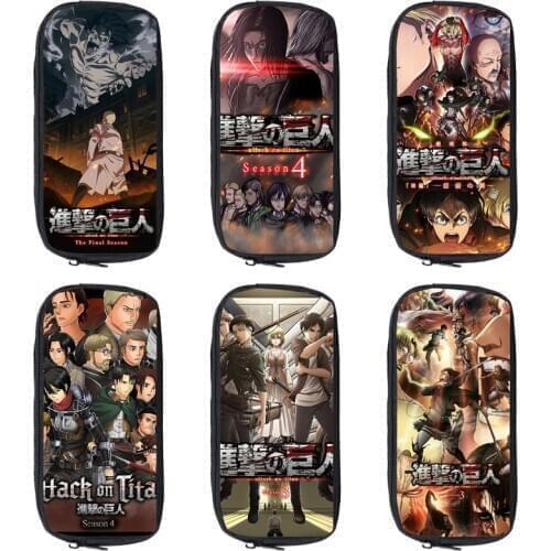 Attack on Titan Pencil Case Storage Cosmetic Bag Cartoon 3D Print Anime Kids School Supplies Stationery Zipper Make Up Box Hot