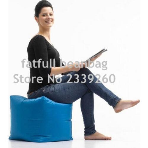COVER ONLY NO FILLER - Blue seat cube bean bag chair, portable beanbag stool ottomans