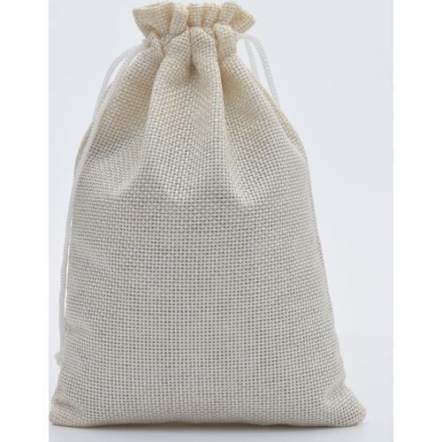 Rustic Hessian Burlap Bags Candy Gift Beads Jewelry Bags Wedding Favors Drawstring Jute Bag For Storage Wedding Decoration White