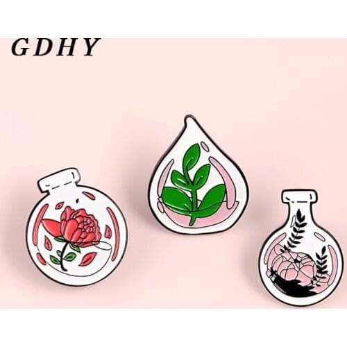 GDHY Plants Flowers Bottles Enamel Pin Plants in bottle Potted Custom Brooches Lapel Backpack Badges Botany Jewelry Badge Bijoux