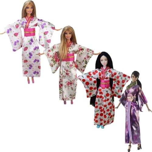 1/6 Cosplay Japanese Robe Doll Dress For Barbie Clothes Traditional Kimono Long Yukata Costume 11.5" BJD Dolls Accessories Toys