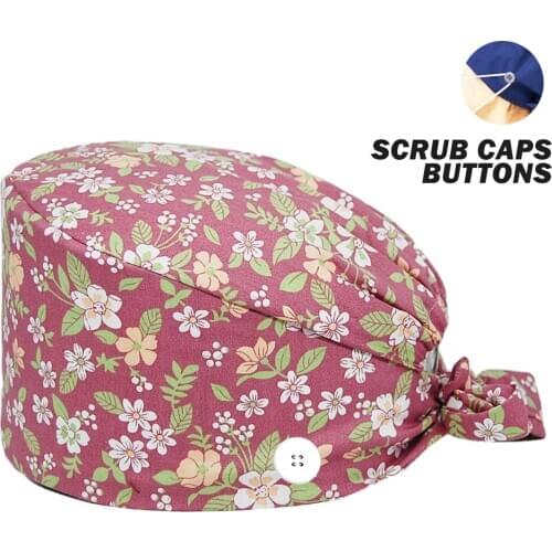 Unisex Surgicals Caps with Buttons Beauty Salon Workers Accessories Hat Nursing Cap Laboratory Pet Shop Dental Clinic Scrub Hats