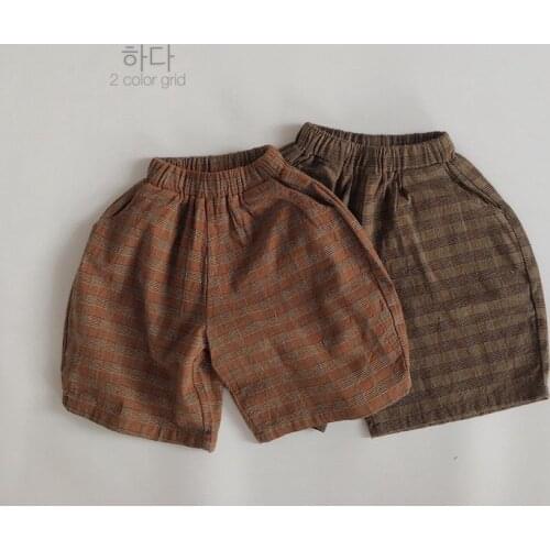 Children Shorts Summer New Baby Boys Girls Plaid Casual Short Kids Loose Breathable Pants Toddler Cotton Fashion Pants 1-6Years