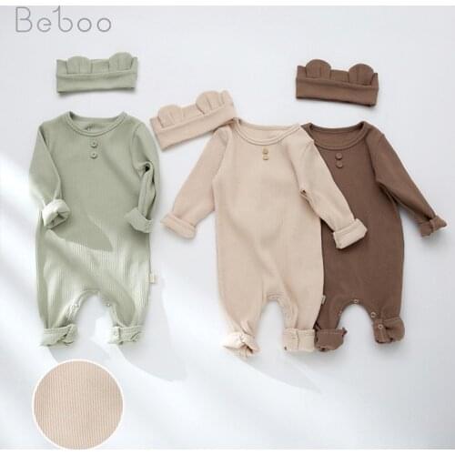 Ins 2021 Summer New Baby Clothes Korean Style Cotton Rompers For Boys And Girls Long Sleeve Climbin Jumpsuit Kids Clothing 0-24m