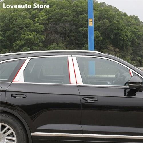 Car Stainless Steel Body Middle Column Side Cover Frame Exterior Window Frame for Volkswagen VW Touareg 2021 2020 2019
