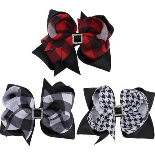 Oaoleer Grosgrain Ribbon Plaid Hairpins Plaid Bows Barrette Handmade DIY Hair Accessories For Girls Headwear Kids Hair Clip