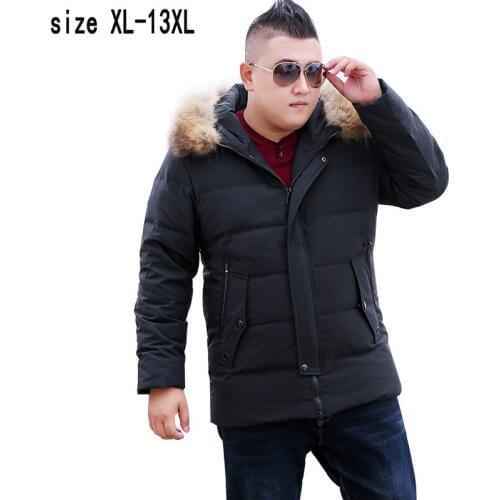 New fashion high quality Men Fashion Casual Hat Hair Collar Coat Thick White Duck Down Mens Jacket plus size XL-11XL12XL13XL