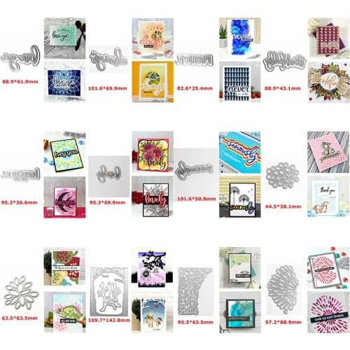 Metal Cutting Dies Cursive English Words Thankful Lovely Flowers Tree Cover DIY Craft Embossing Dies 2021