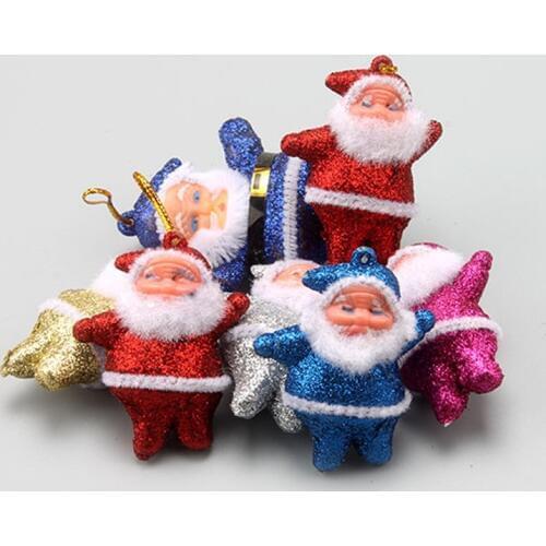Cute 6 Pcs Set Santa Claus Dolls Pentants Mini Christmas Tree Drop Ornaments Hanging Decorations Home New Year Gifts