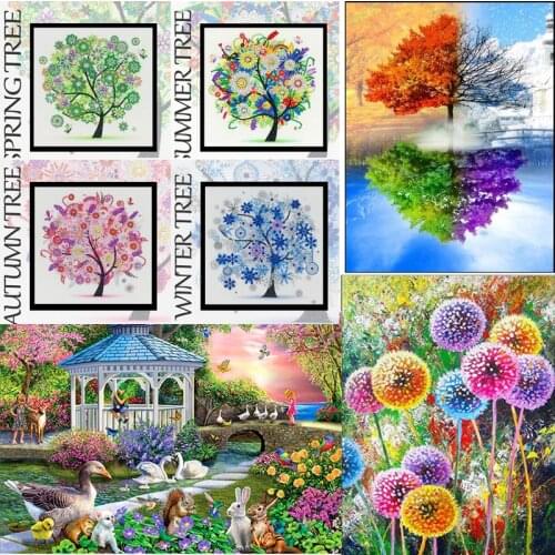 Four Seasons Tree Special Shaped 5D DIY Diamond Painting embroidery Rhinestone Partial Drill Cross Stitch Kits Crystal Hot Sale