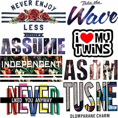 Hippie Letter Patches Fashion Words Patch Stripes On Jackets T-shirt Thermo Stickers On Clothes DIY Dress Applique Dress Badge