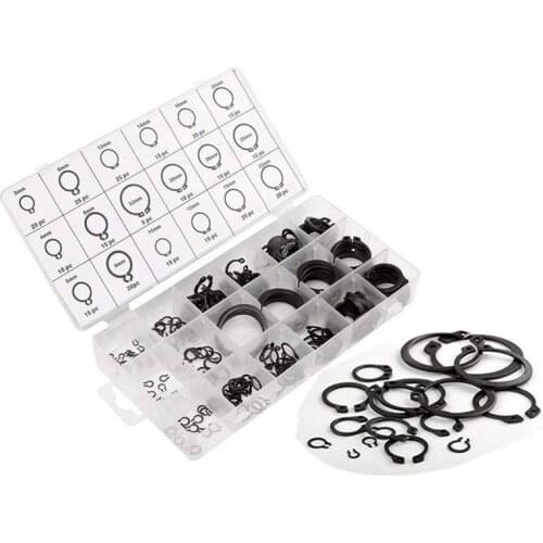 New 300 Piece C-Clips External Snap Ring Black Washer Hardware Cir Clip Retaining Ring Set For Industrial Fasteners 18 Sizes