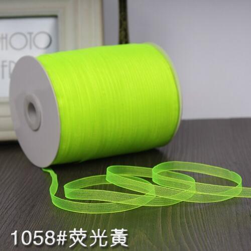 New 6 mm Fluorescent yellow Organza Ribbons Wedding Valentines Day Decoration Gift Wrapping Handmade DIY Fabric 10 Meters/lot