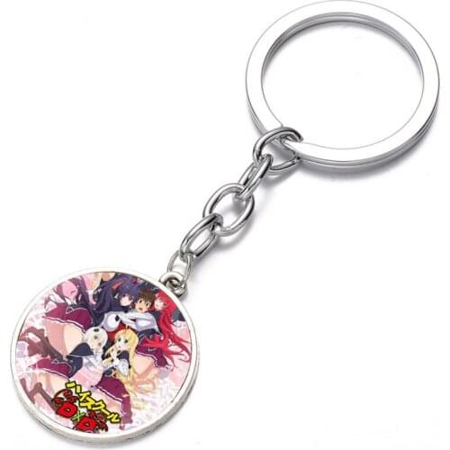 Japan anime High School DxD Keychain 3 color Glass Dome Key Chain Bag Charm necklace Key ring Holder Kids boys girl Gift