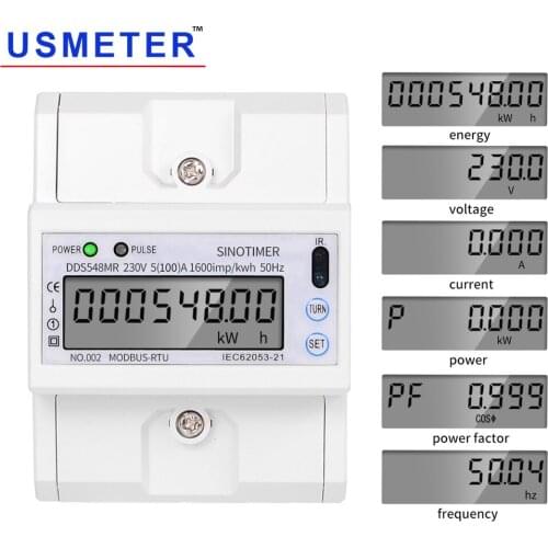 DDS548MR Single Phase 230V AC Energy Meter Module LCD Digital Watt Meter Multifuctional Energy Meter with Backlight RS485 Modbus