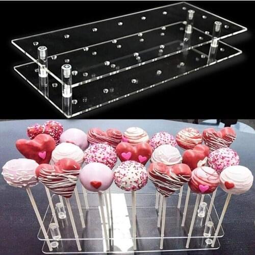 21 Holes Candy Lollipop Stand DIY Wedding Party Cake Display Holder Rectangle Transparent Kitchen Base Shelf Cake Tools