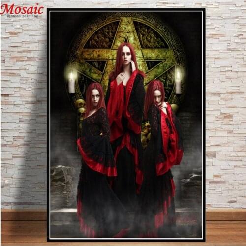 Full Drill Square Diamond Painting Vampire Woman 5D Gothic Embroidery Diamond Cross Stitch Red-haired Home Decoration Art