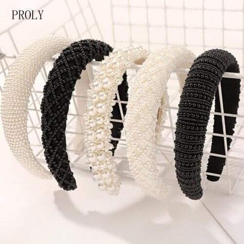 PROLY New Fashion Women Headband Baroque Pearls Hairband Casual Top Quality Headwear Adult Hair Accessories