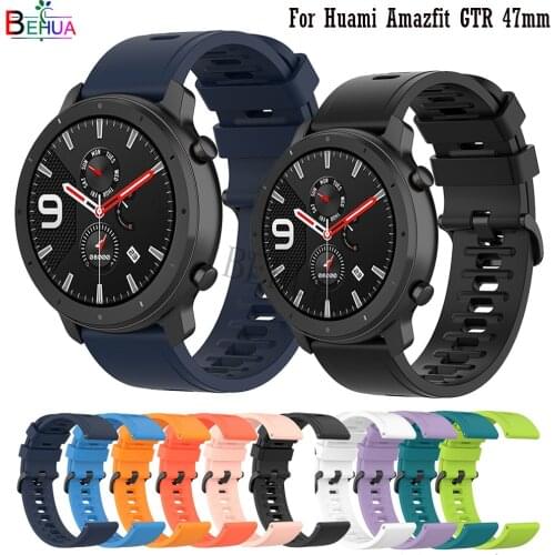 BEHUA Soft Silicone Strap For Huami Amazfit GTR 47mm / GTR 2 / GTR 2e Smart 22mm Watchband Replacement Wristband Belt Bracelet