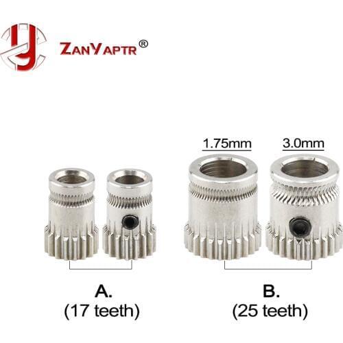 Prusa i3 MK2/MK3 3D Printer Part Cloned Btech Dual Gears Steel Pulleys 17 / 25 tooth Gears Extrusion Bore 5 /8mm For 1.75&3.0mm