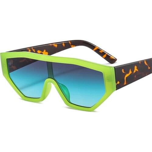 Retro Colorful One Piece Cat Eye Women Sunglasses Fashion Gradient Eyewear Men Green Purple Sun Glasses Shades UV400