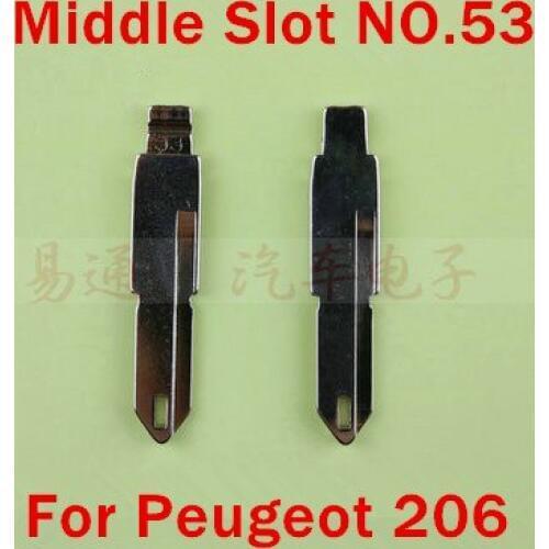 Middle Slot NO. 53 Car Remote Key Blade Peugeot 206 Modified Flip Remote Key Shell Blade Repacemet
