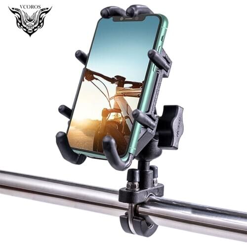 VCOROS 360 ° Rotatable Aluminum Alloy Motorcycle Mobile Phone Holder Non-slip Handlebar Bicycle Cell Phone Stand Bracket Mount