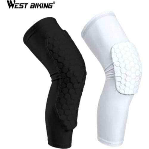 WEST BIKING Men Honeycomb Long Kneepads Elastic Knee Protection Gear Basketball Football Training Cycling Safety Sports Knee Pad