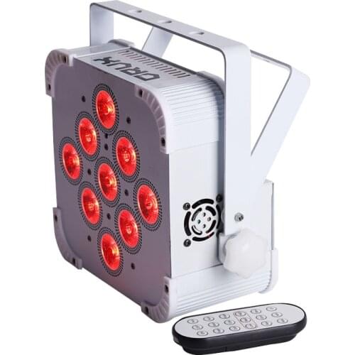 WHTIE CASE STOCK 9pc18W 6in1 RGBAW +UV Battery Wireless LED Flat Par Light For Wedding Party Disco Stage Lighting 7/12CH