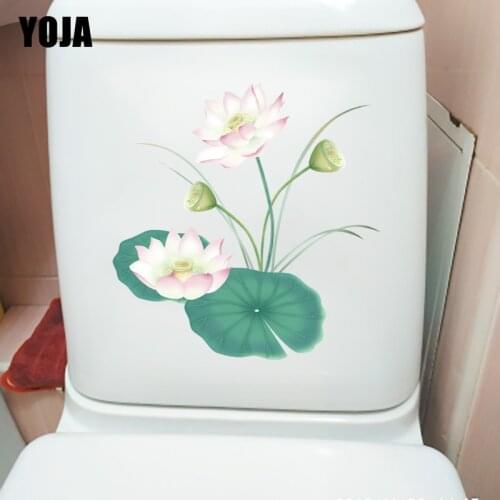 YOJA21.5*22.4CM Fresh Ink Lotus Leaf Classical Toilet Seat Stickers Home Decor Bedroom Wall Decal T1-0889