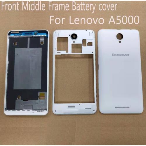 Front Frame Middle Frame Battery Door Back Cover For Lenovo A5000 Housing Without Power Volume Buttons Replacement Repair Part