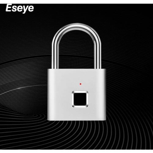 Eseye Keyless USB Charging Fingerprint Lock Smart Padlock Door Lock 0.1sec Unlock Portable Anti-theft Zinc Alloy Metal Padlock