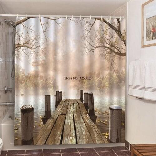 Retro Spring Door Bathroom Shower Curtain Set With 12 Hooks Western Bar Door Bath Curtains Waterproof Polyester Bathtub Decor