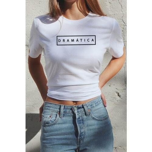 Dramática Printed New Arrival Womens Summer Funny Casual 100%Cotton T-Shirt Spanish shirts cute latina shirts