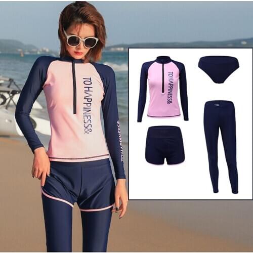 Womens 4pcs set Long Sleeve Rashguard Half Zip Padded Shirt with Leggings Full Body Suit Swimwear Fitness Yoga Run Tracksuit