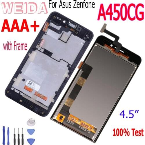 WEIDA For Asus Zenfone 4 A450CG T00Q LCD Display Touch Screen Digitizer Assembly Frame 4.5 Inch Black Replacement With Tools