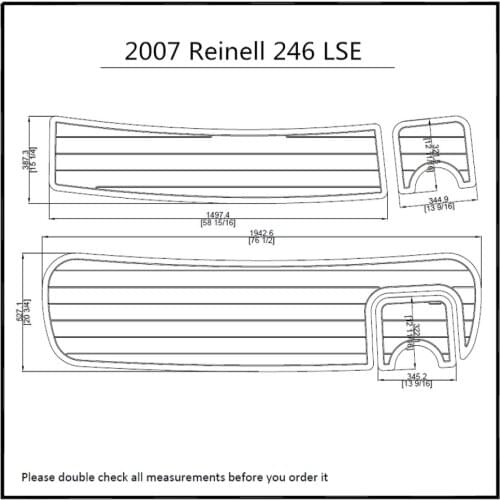2007 Reinell 246 LSE Swim Platform Pad Boat EVA Teak Decking 1/4" 6mm