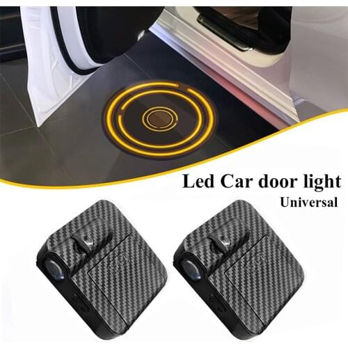 2Pcs NEW Wireless Led Car Door Welcome Laser Projector Logo Ghost Shadow Lights Universal Auto Emblem Courtesy Lamp Carbon Fiber